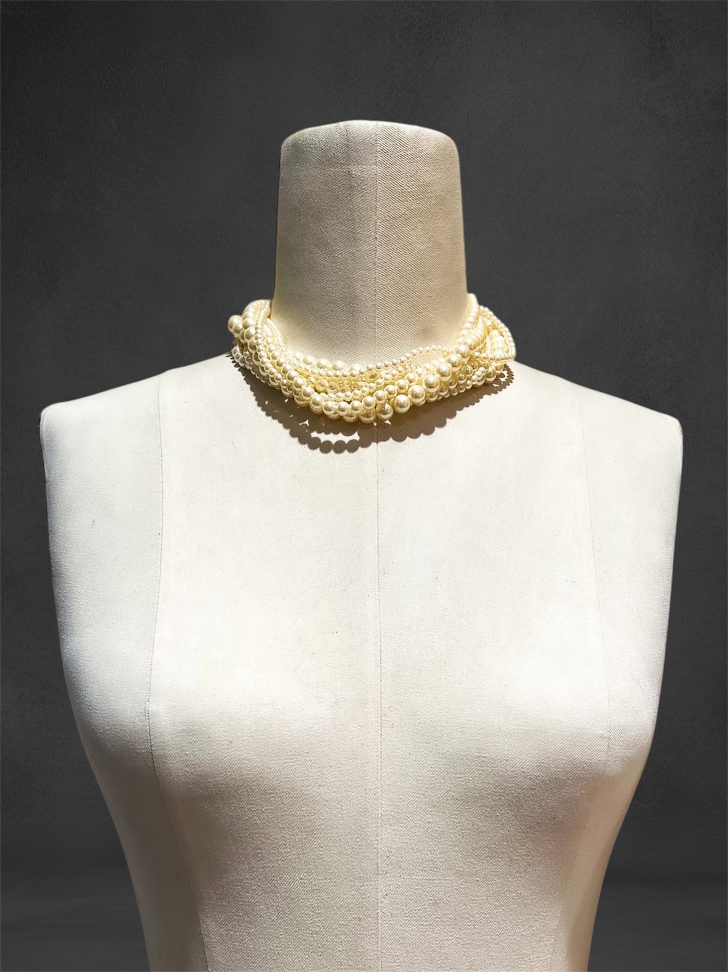 Carolee Signed Faux Multi Strand Pearl Choker