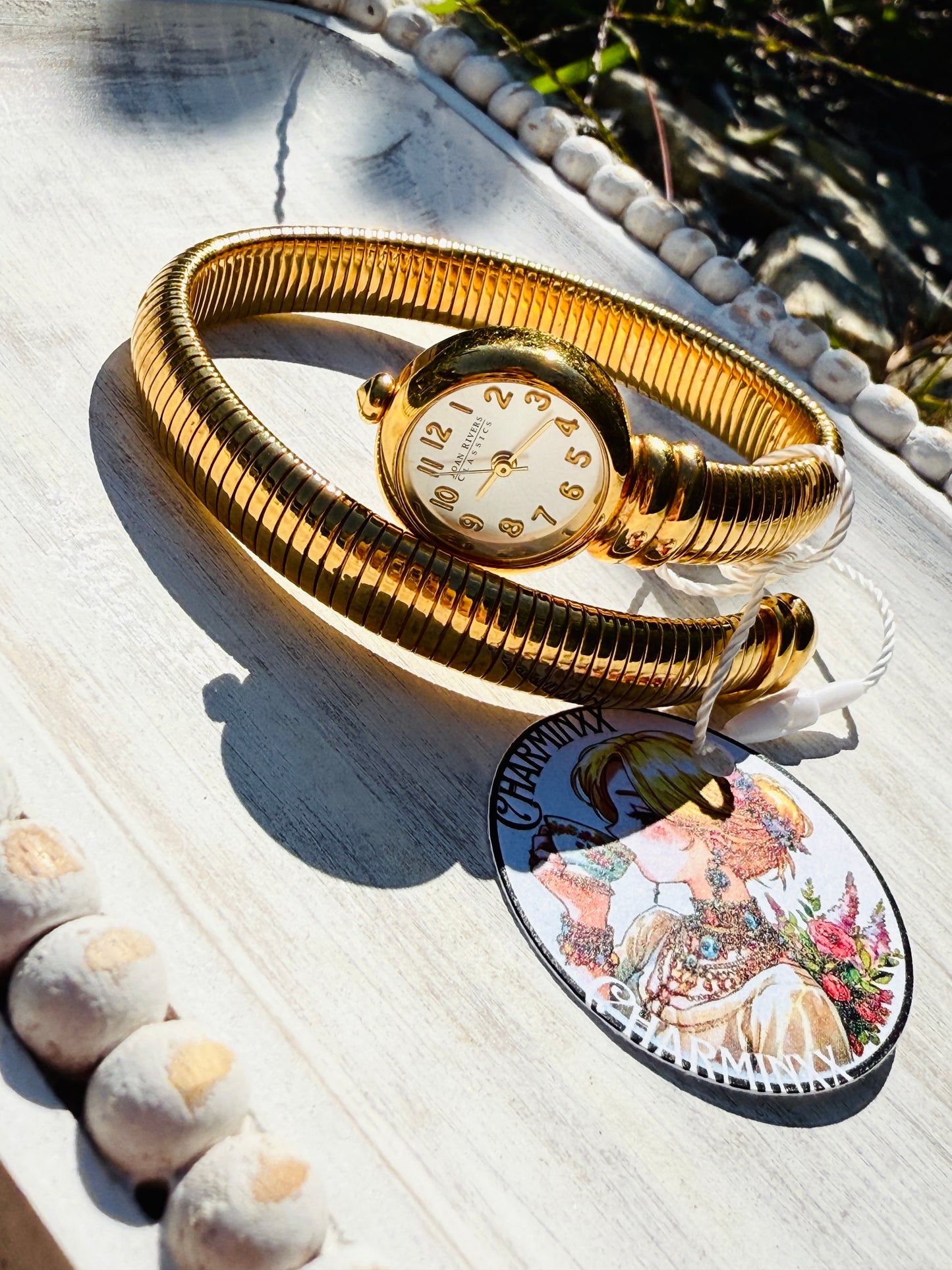 Classic Vintage Joan Rivers Gold Omega Coil Watch Bracelet – Timeless Elegance