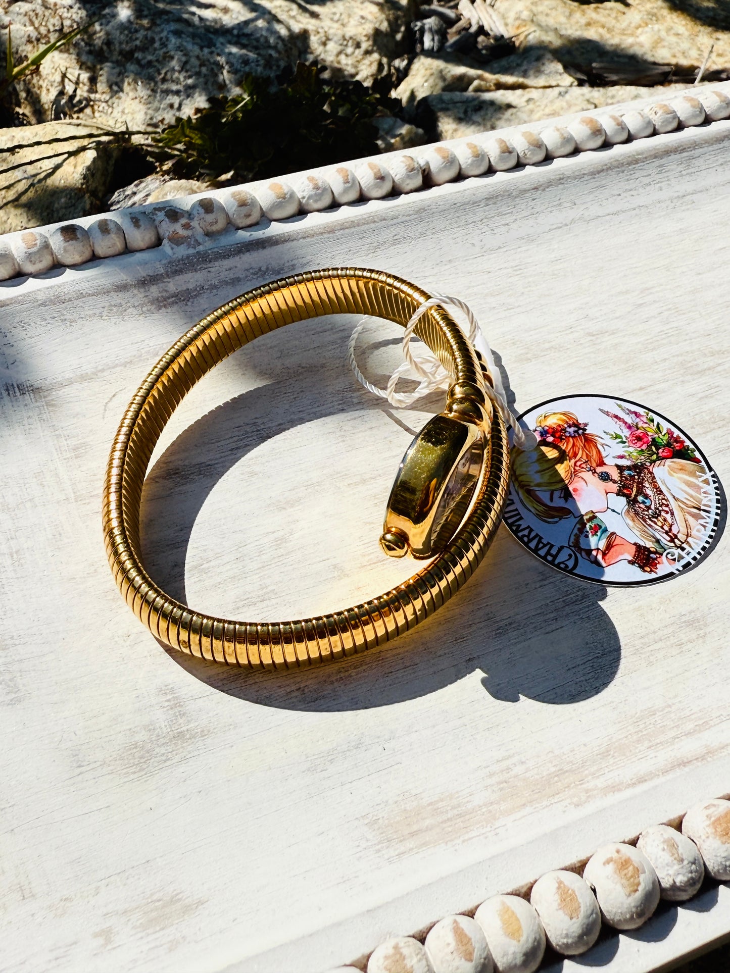 Classic Vintage Joan Rivers Gold Omega Coil Watch Bracelet – Timeless Elegance