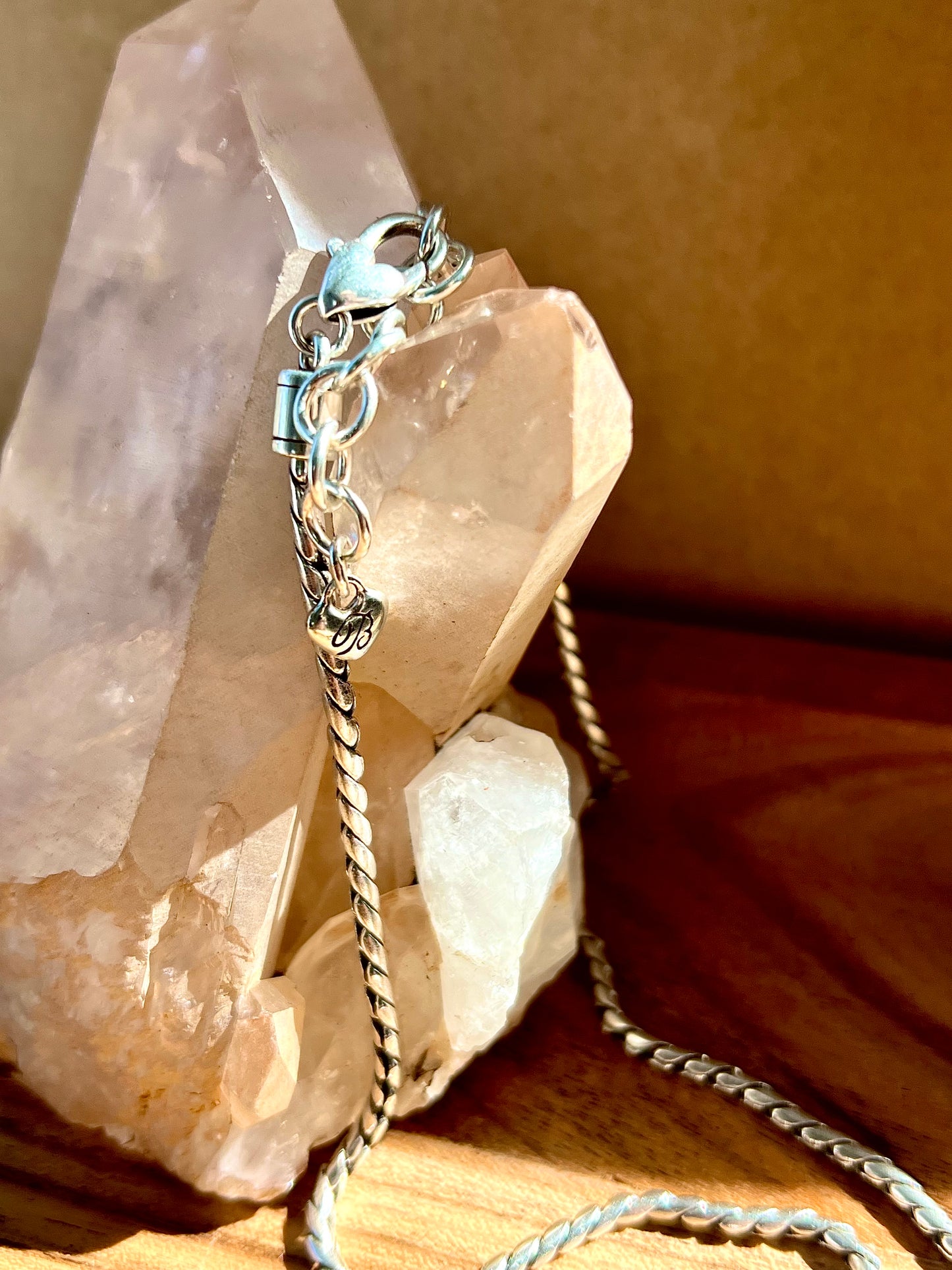 Brighton Vintage Necklace, Signed, Silver Tone Metal, Swarovski Crystal, Art Deco, Art nouveau, Double Sided Pendant Heart