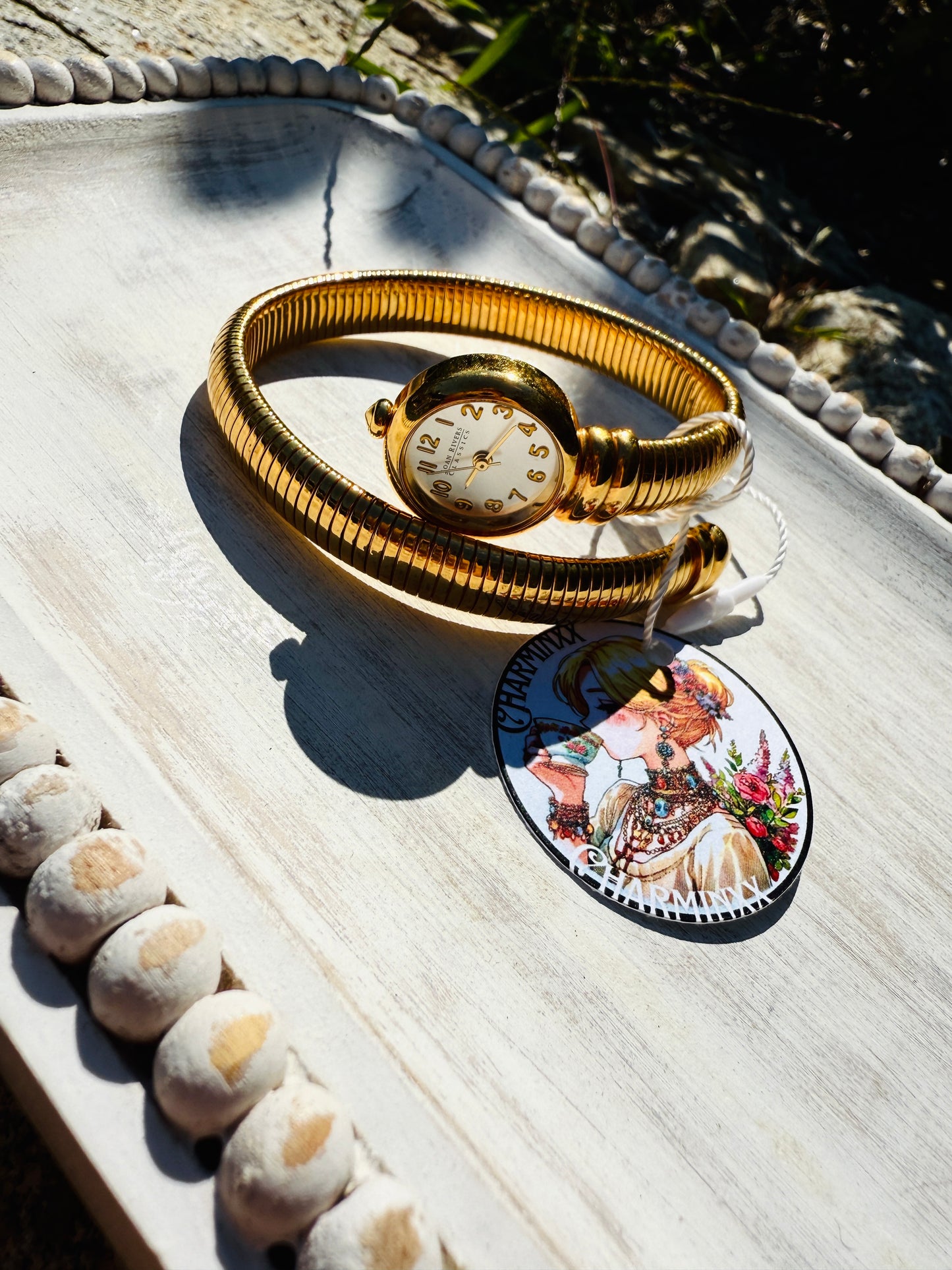 Classic Vintage Joan Rivers Gold Omega Coil Watch Bracelet – Timeless Elegance