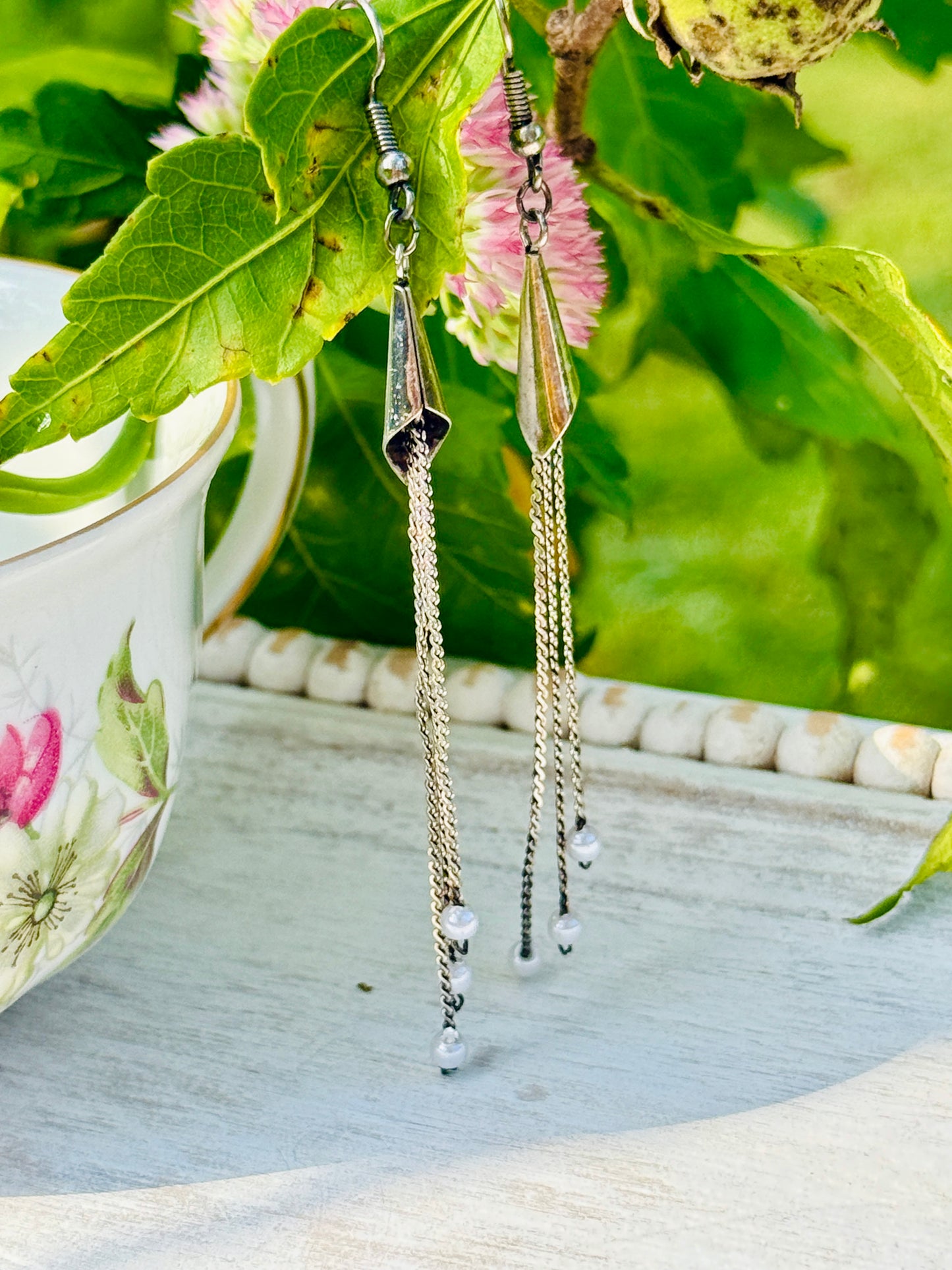Sterling Silver Tassel Earrings – Dainty Chain Drop Design