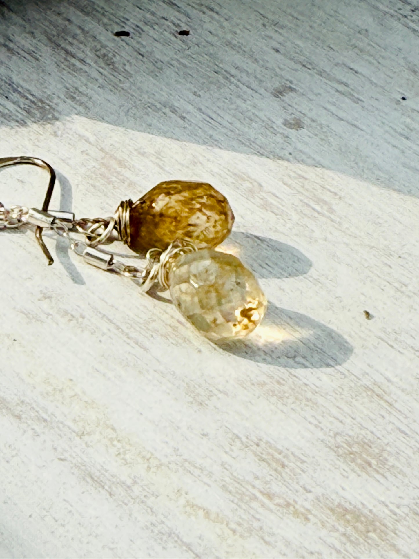 Handcrafted Sterling Silver Citrine Drop Earrings – Dainty Yellow Gemstone Dangles