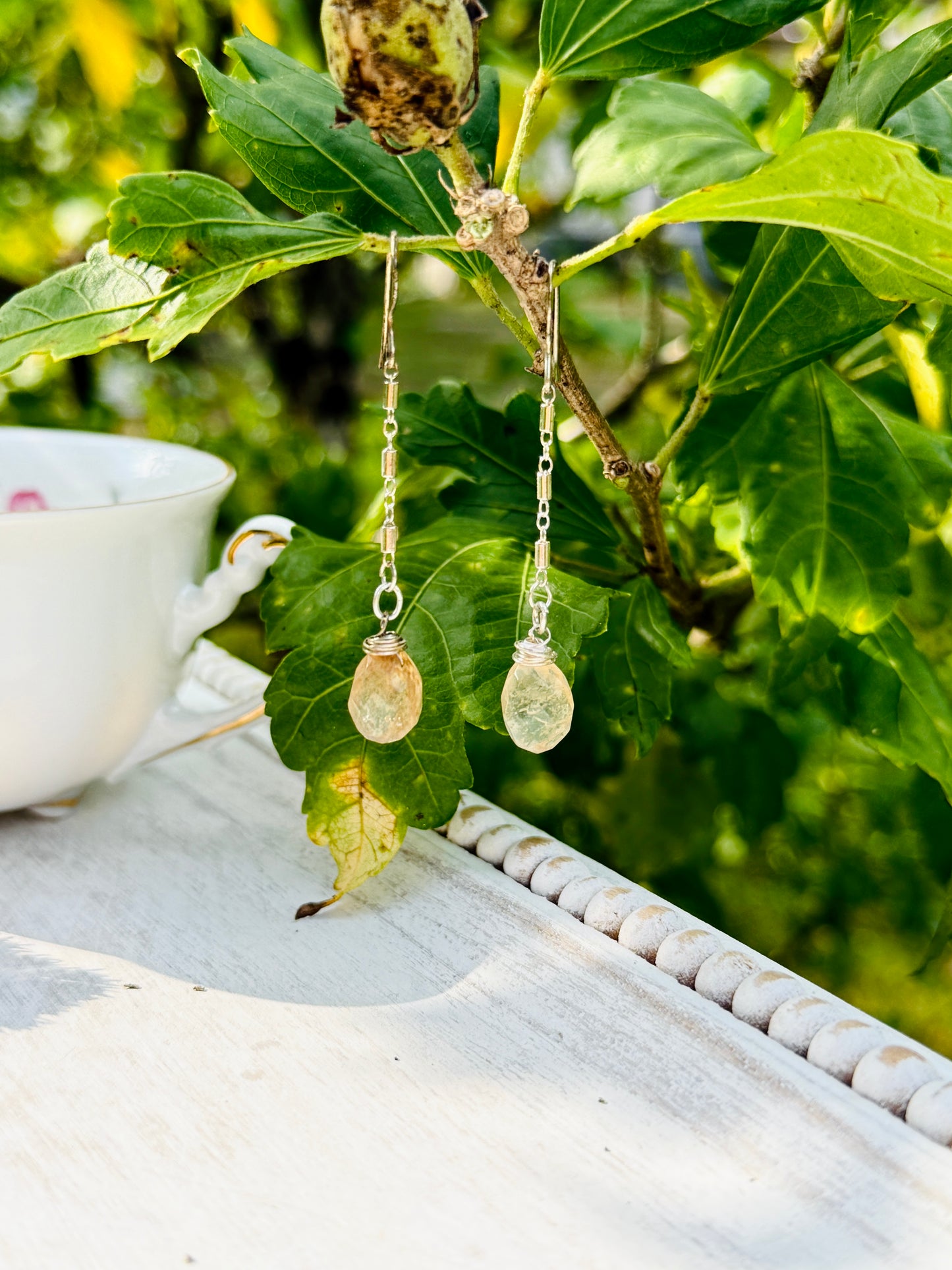 Handcrafted Sterling Silver Citrine Drop Earrings – Dainty Yellow Gemstone Dangles
