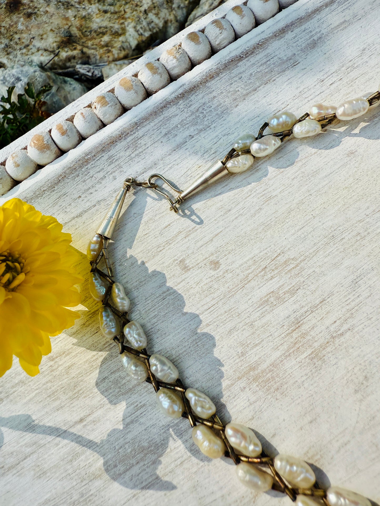 Sterling Silver Beaded Freshwater Pearl Necklace – Vintage-Inspired Strand
