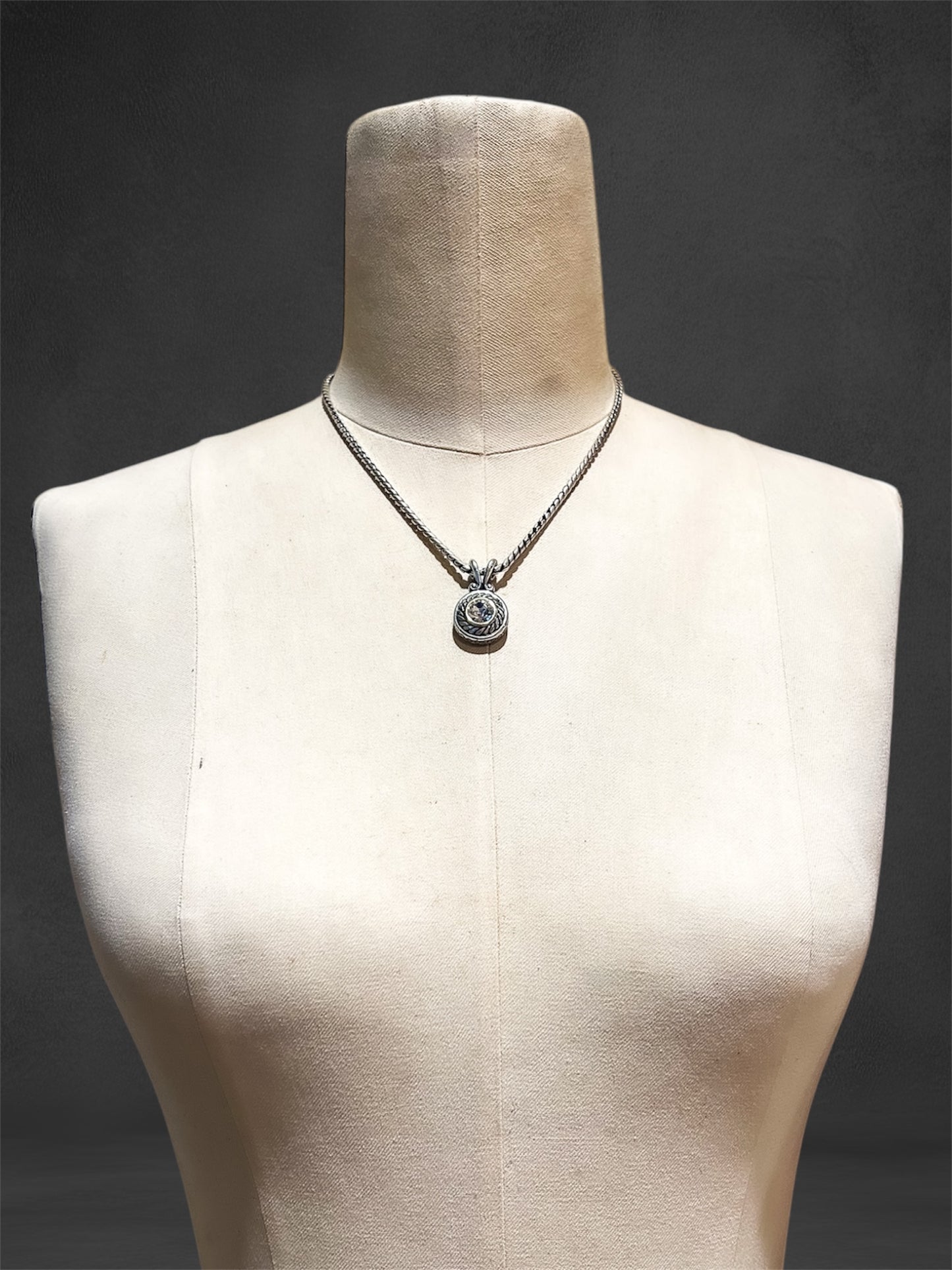 Brighton Vintage Necklace, Signed, Silver Tone Metal, Swarovski Crystal, Art Deco, Art nouveau, Double Sided Pendant Heart