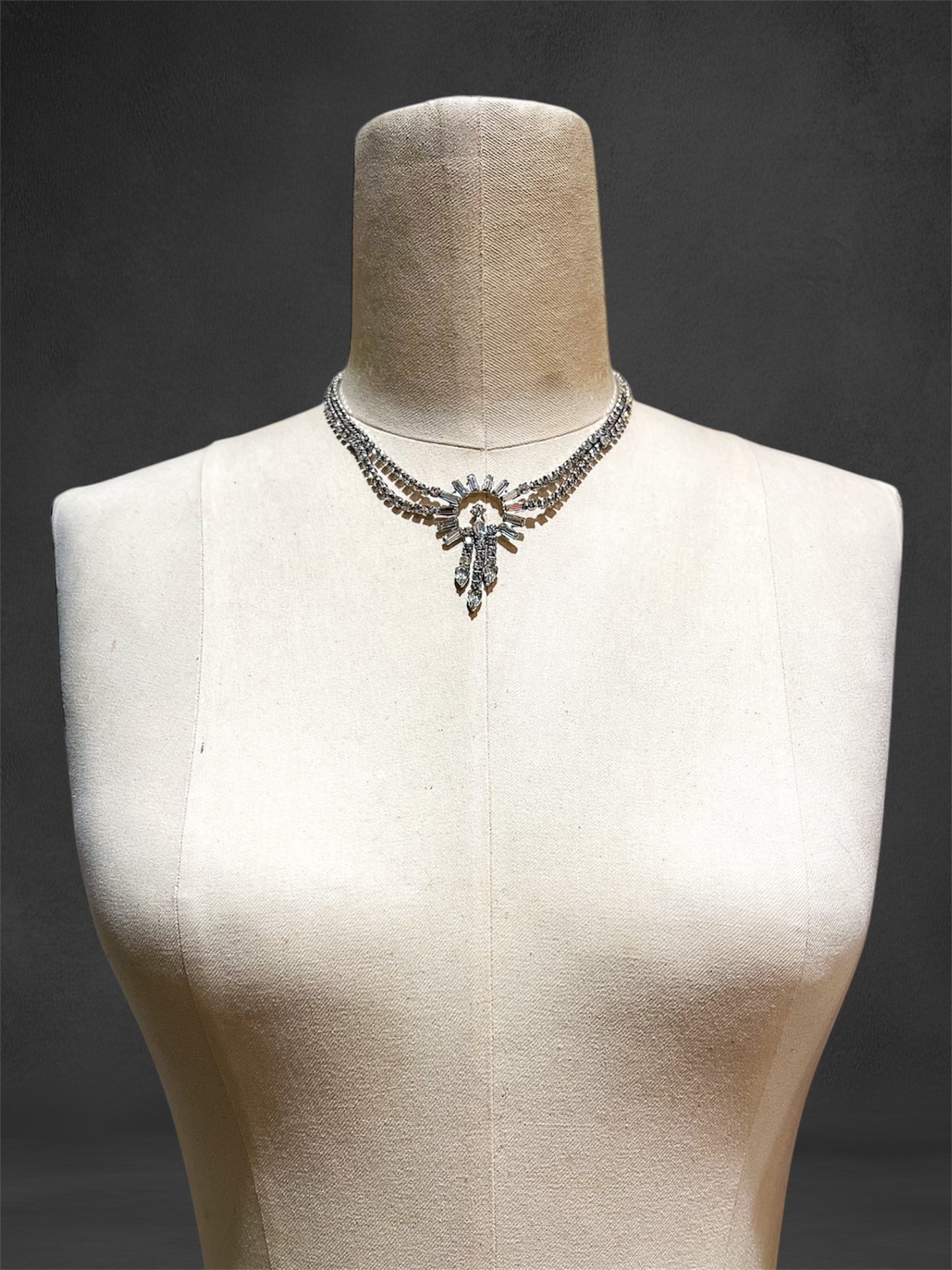 Vintage Rhinestone Statement Choker Necklace