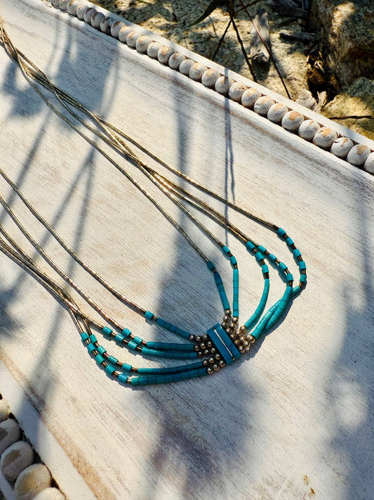 Sterling Turquoise Multi-Layered Vintage Necklace