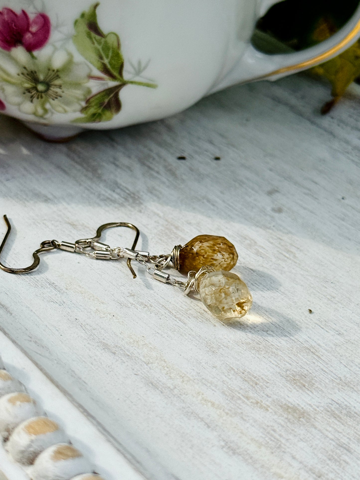 Handcrafted Sterling Silver Citrine Drop Earrings – Dainty Yellow Gemstone Dangles
