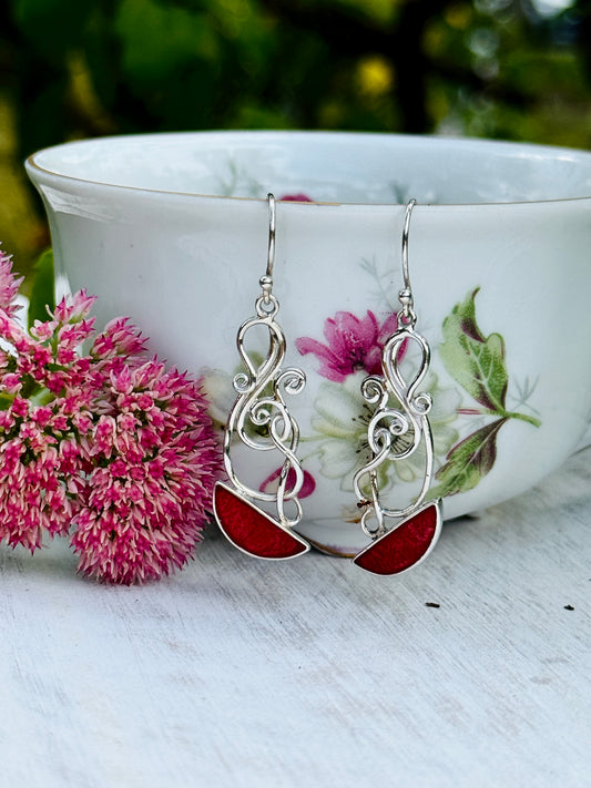 Sterling Silver Coral Inlay Earrings – Ocean-Inspired Jellyfish Design